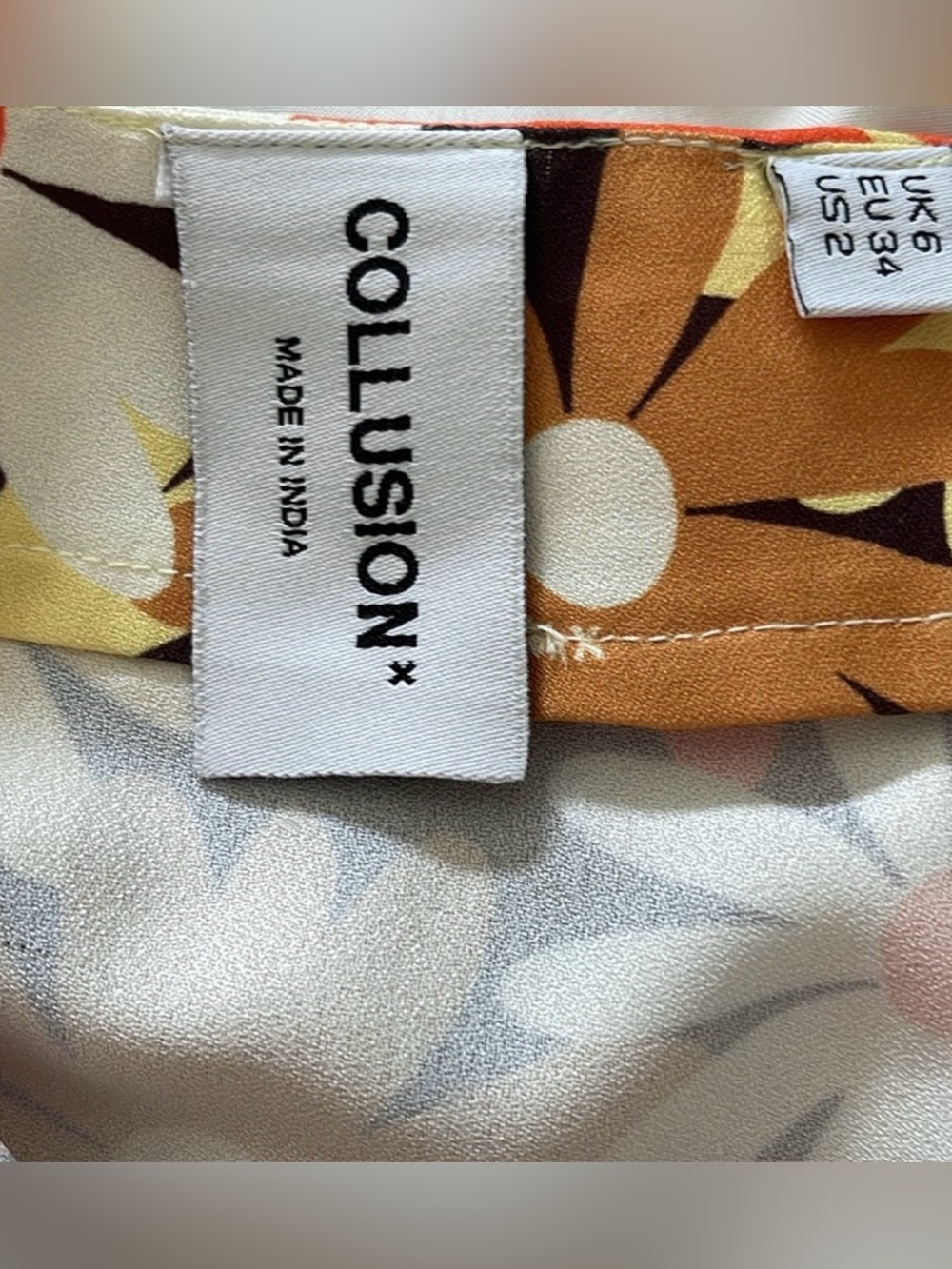 COLLUSION Satin Fall Floral Print Column Maxi Skirt in Multi Color Size 2 - Picture 8 of 9